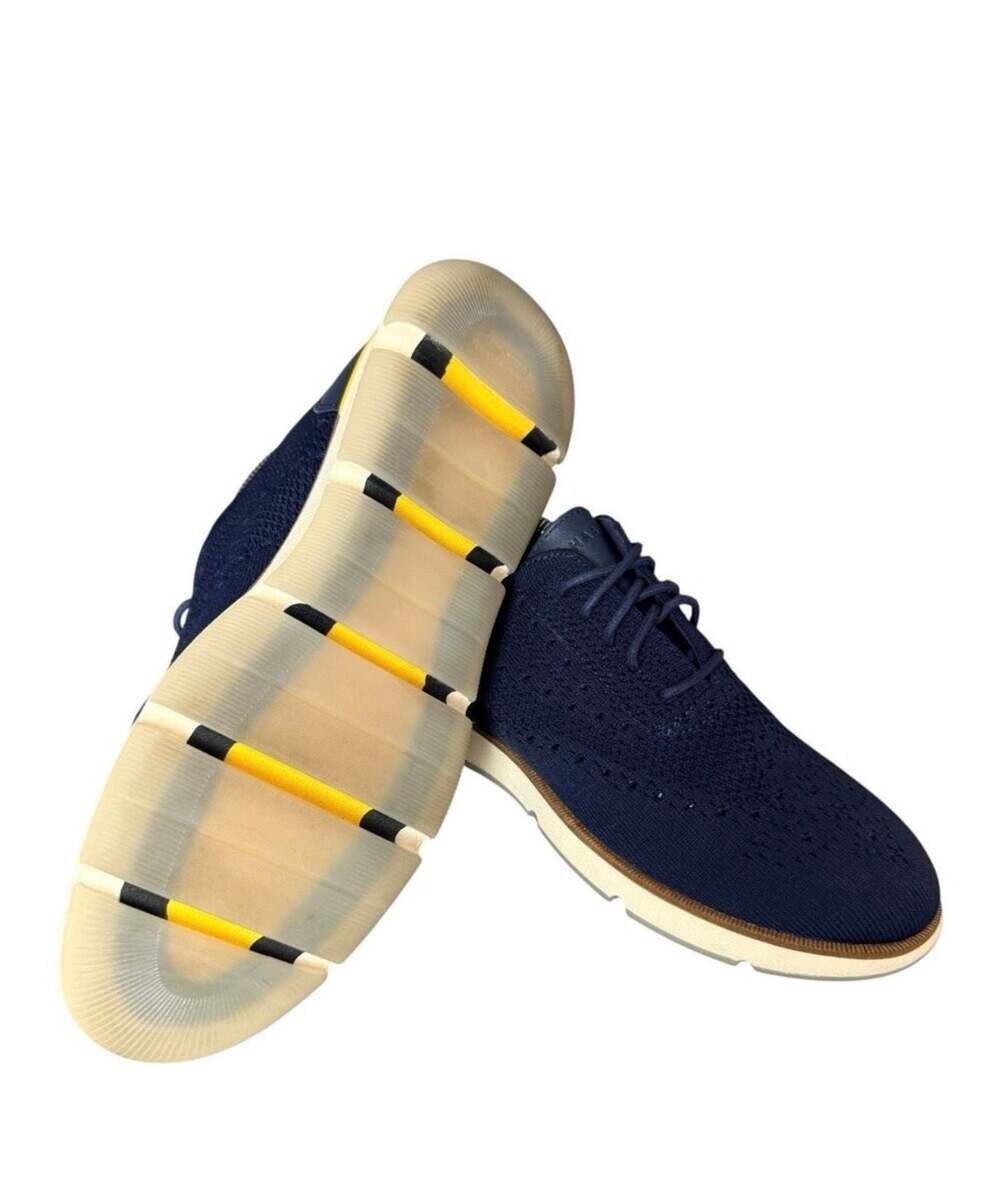 Women Cole Haan Zerogrand Wingtip Oxford Knit Navy Blue Size 8.5 - Picture 4 of 5